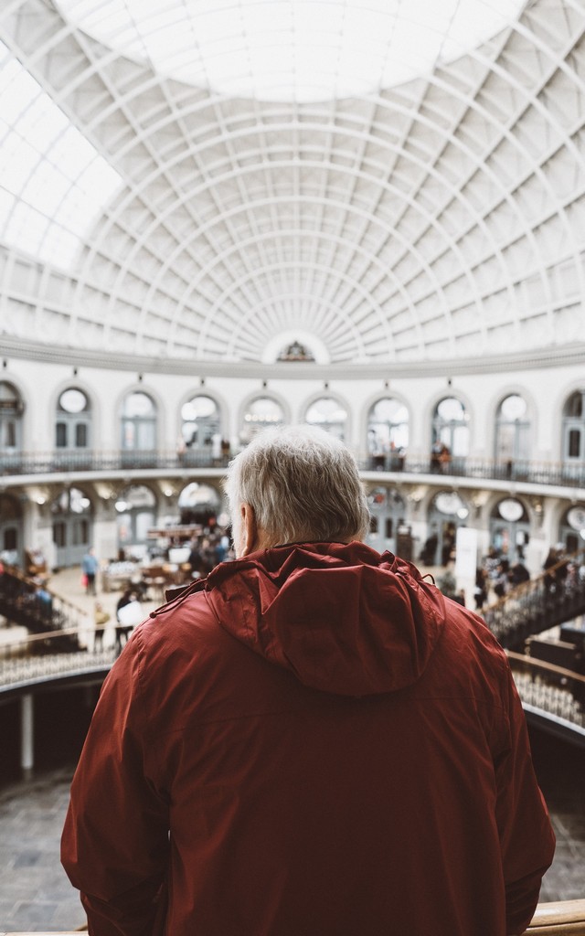 Old man inside the museum
